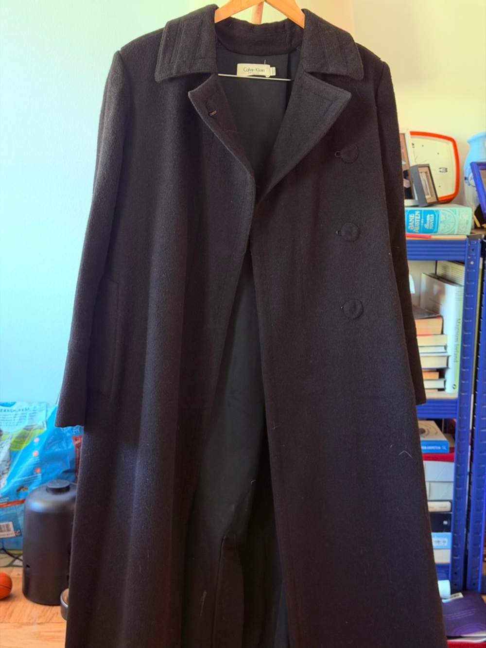 Calvin Klein Long Black 100% Alpaca Wool Coat